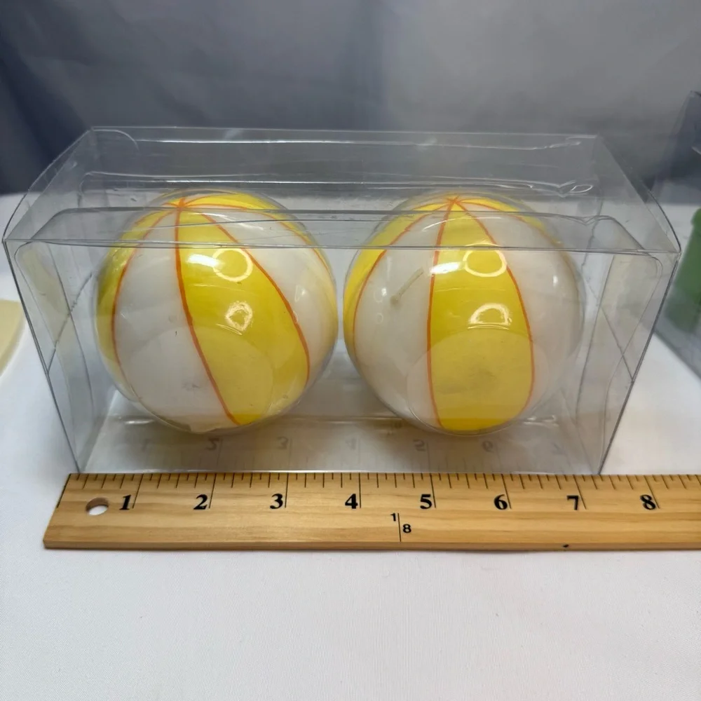 Yellow/White Beach Balls & Green Adirondack Chairs Candle Sets (U get Both) NWT